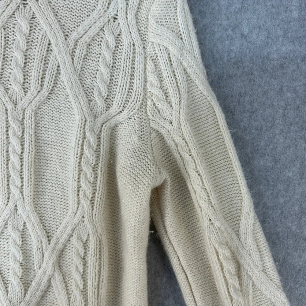 Banana Republic Womens XS Cable Knit Mockneck Sweater Cream Ivory‎ Cotton Blend